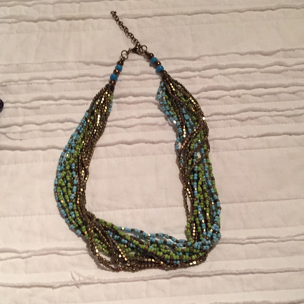 Multi-strand beaded necklace
